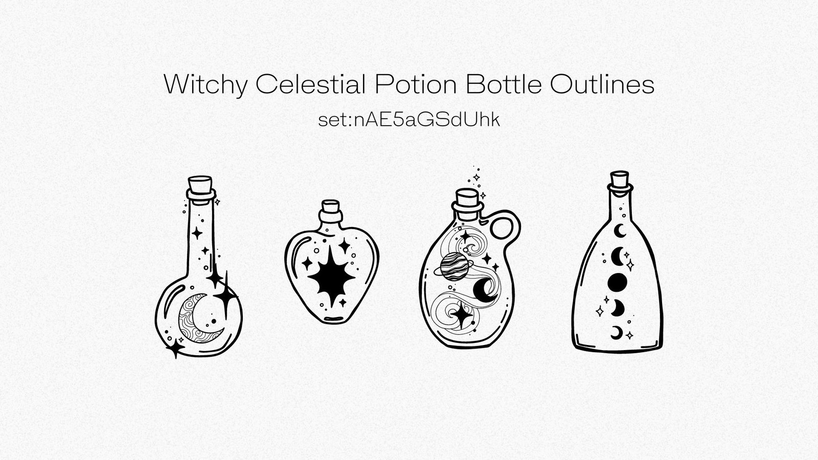 Witchy Canva Element Set of Celestial Potion Bottles
